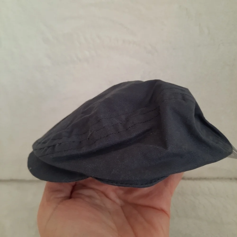 NWT Tommy Bahama Kids 100% cotton navy blue cabbie newsboy hat size 6-9 months